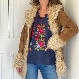 Vintage Leather and Faux Fur Trim Penny Lane Jacket